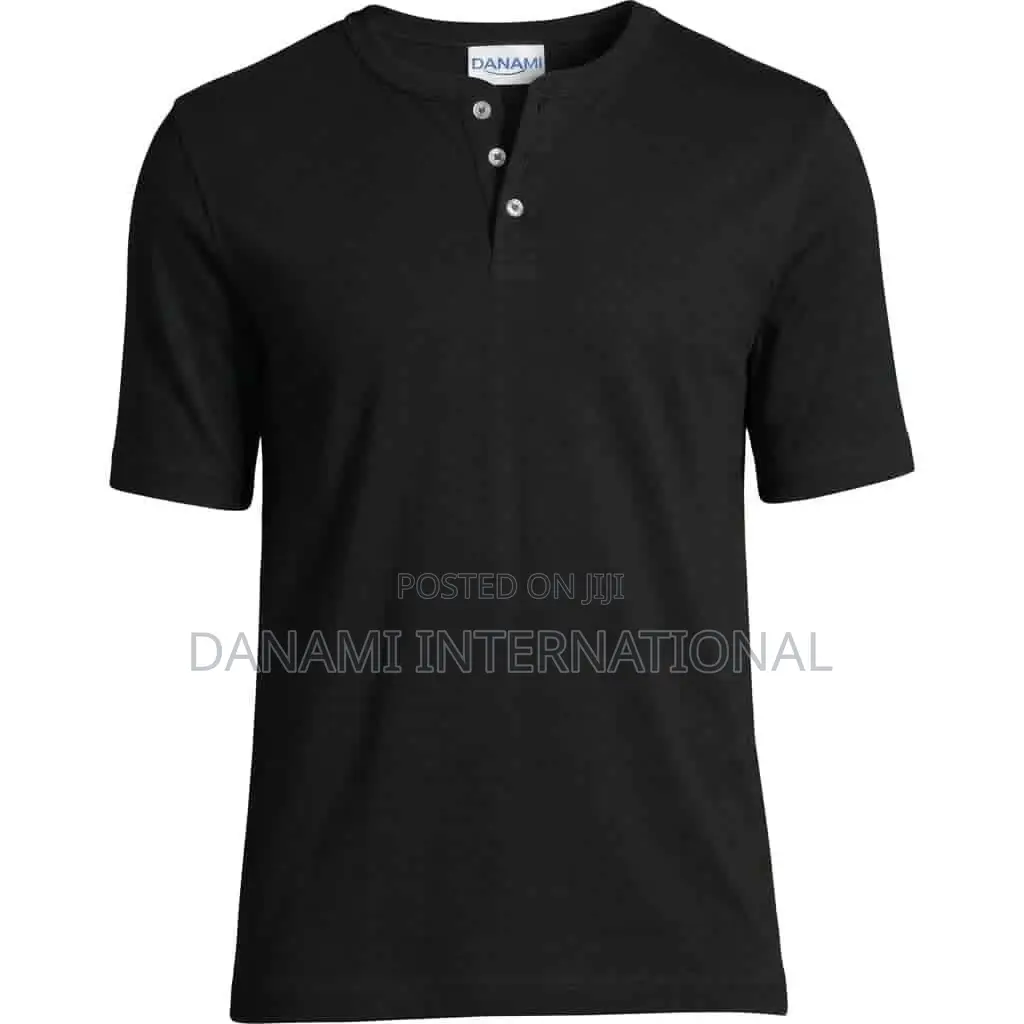 Danami Short Sleeve Henley T-Shirt - Black