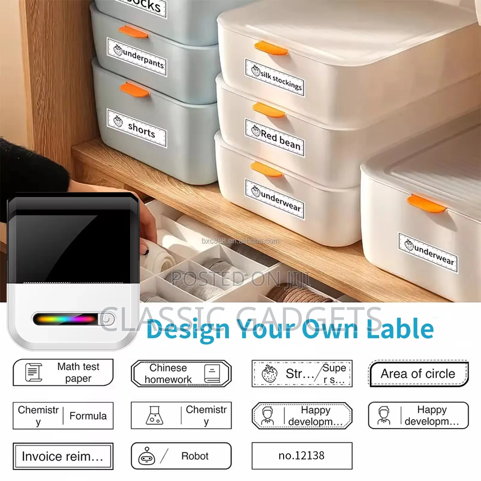 U1 200dpi Mini Portable Inkless Thermal Label Printer for Office Home
