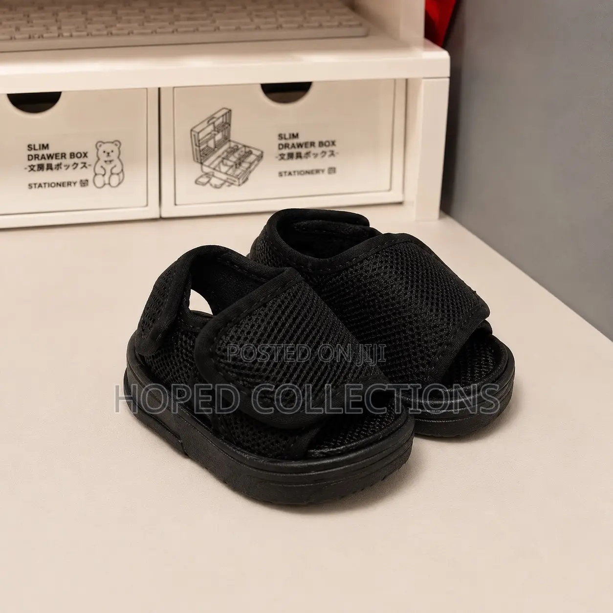 Black Mesh Kids Sandals