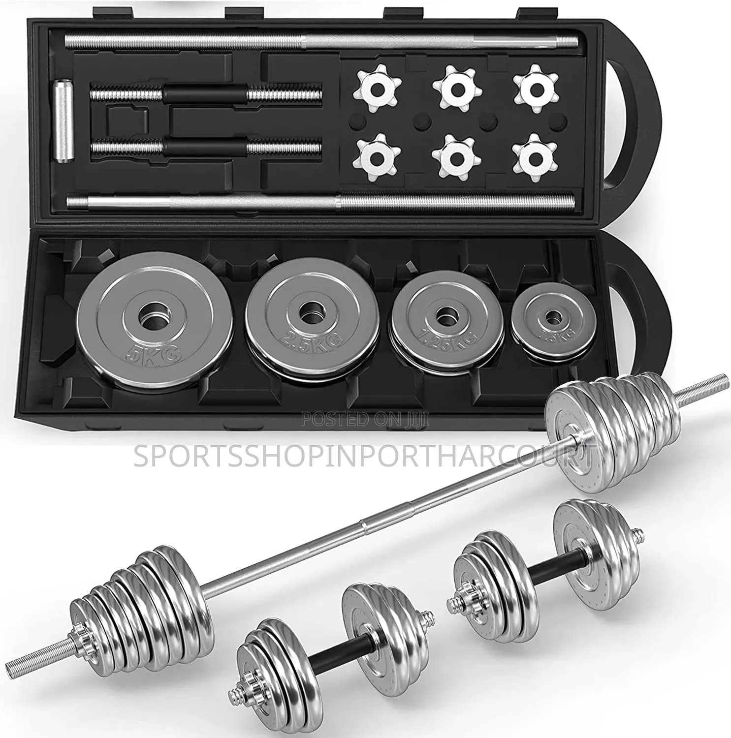 50kg Chrome Barbell/Dumbell Set