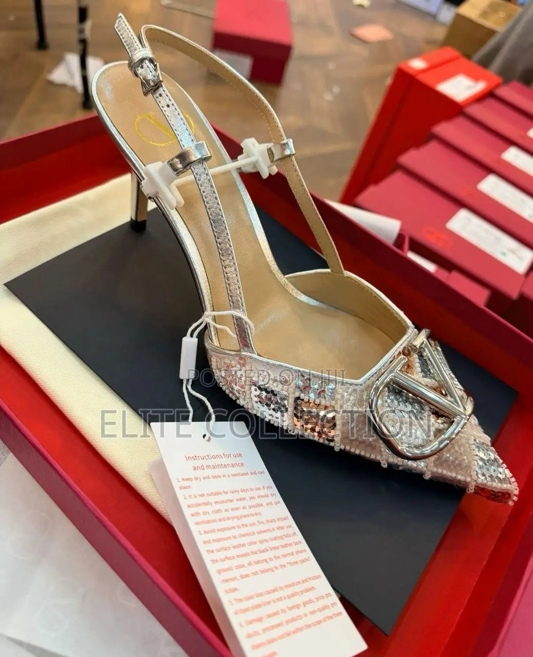 High Quality Valentino Heels Silver Color Size 37-43