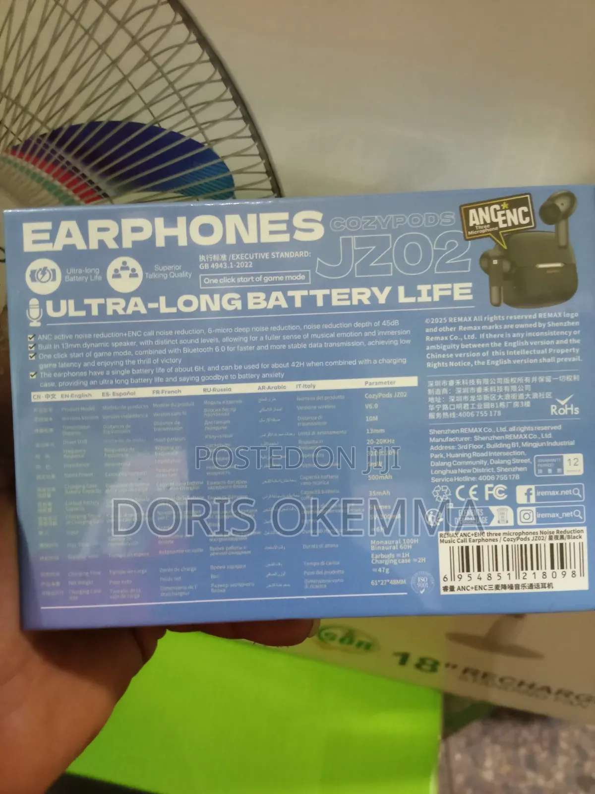 Remax Cozypod Hybrid Anc+Enc Wireless Earbud 45db Deepnoise Cancelling