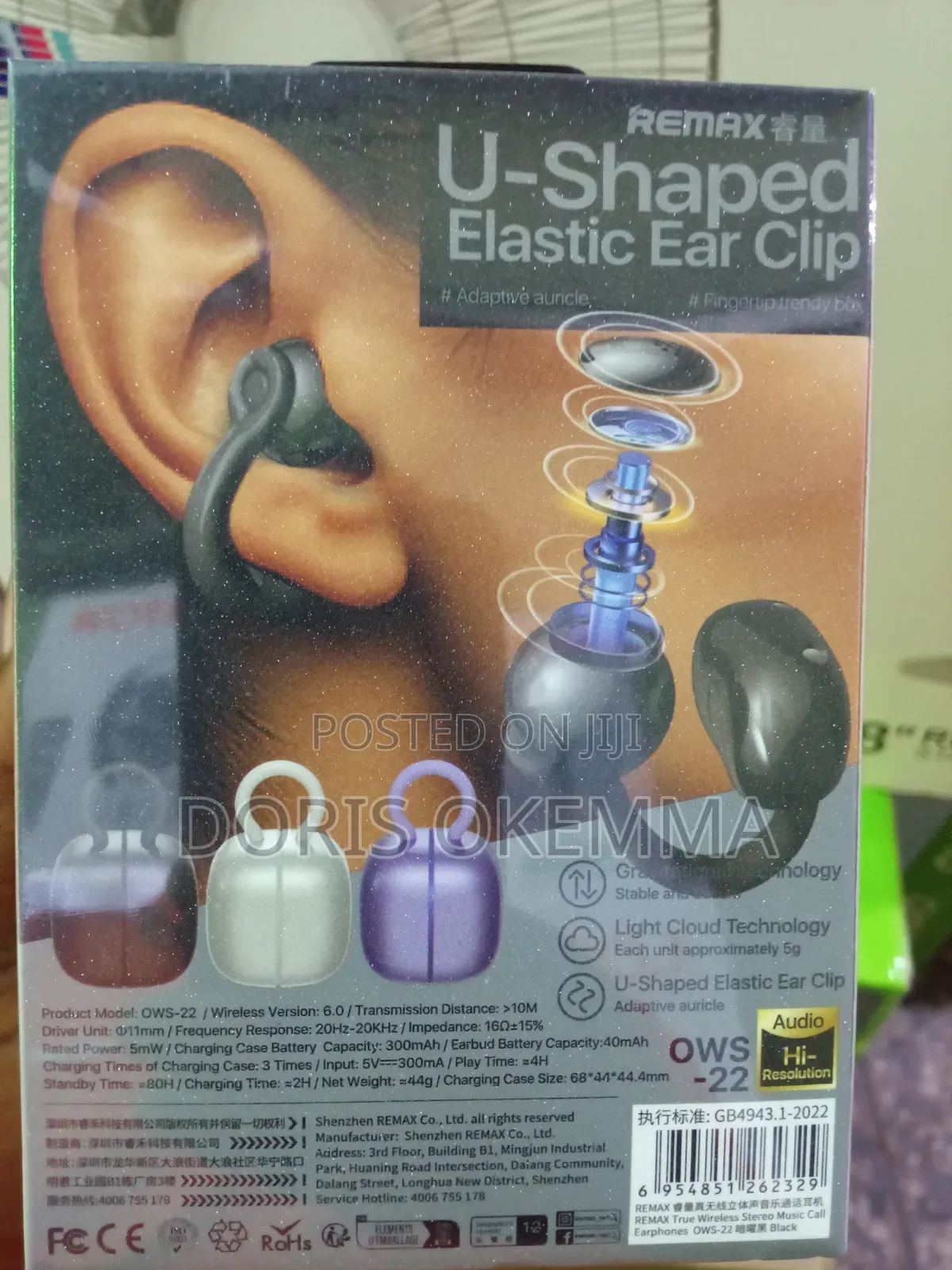 Remax Ows-22 Clip-on Wireless Earbuds - Bluetooth 6.0 Noise Cancelling