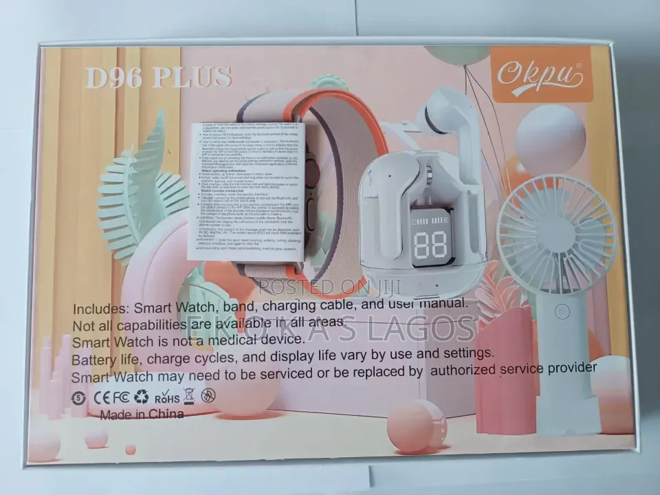 9 in 1 Smart Watch With Hand Fan and Ear Buds