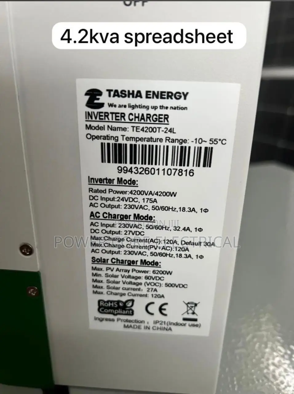 6.2kva 48v Tasha Hybrid Inverter