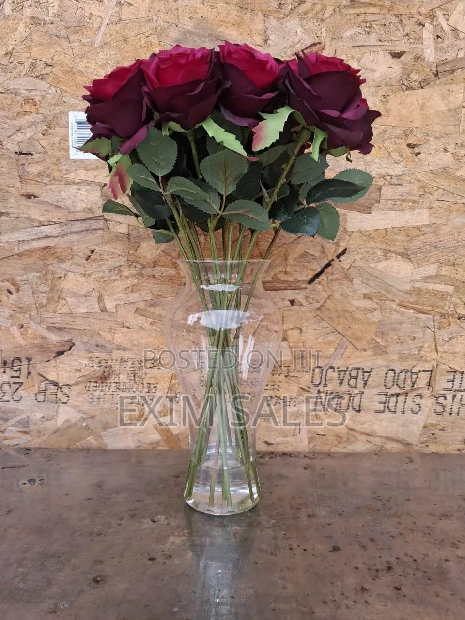 Artificial Rose and Glass Vase
