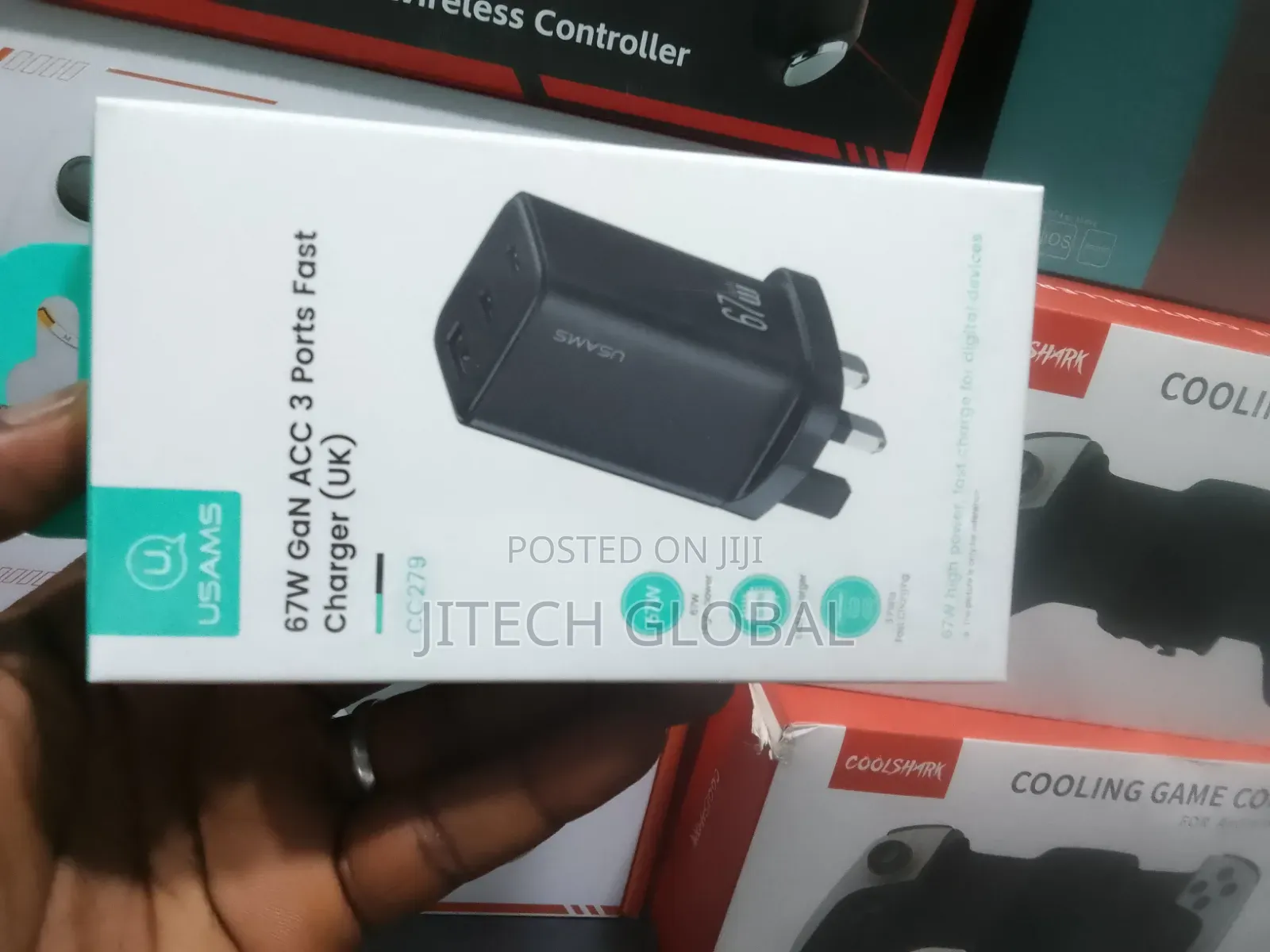 Usams 67w Gan 3-Port Fast Charger Usb + 2 Type-C Phone Tablet Laptop
