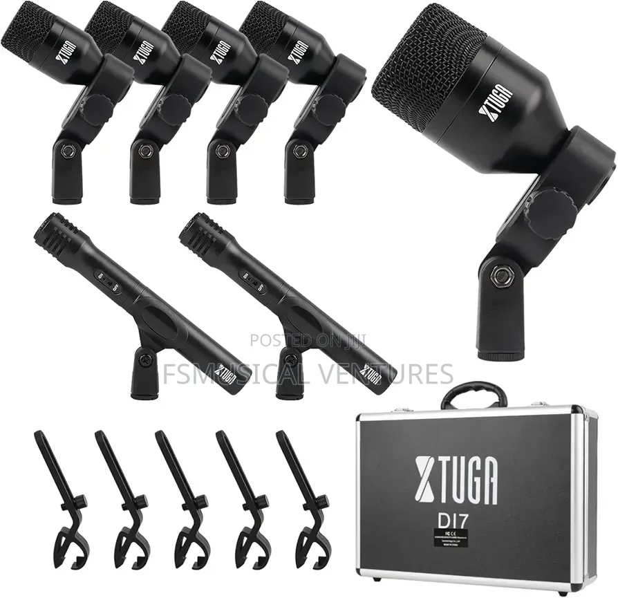 Xtuga Di7 7-Piece Drum Microphone Kit – No XLR Cable Needed for Stage