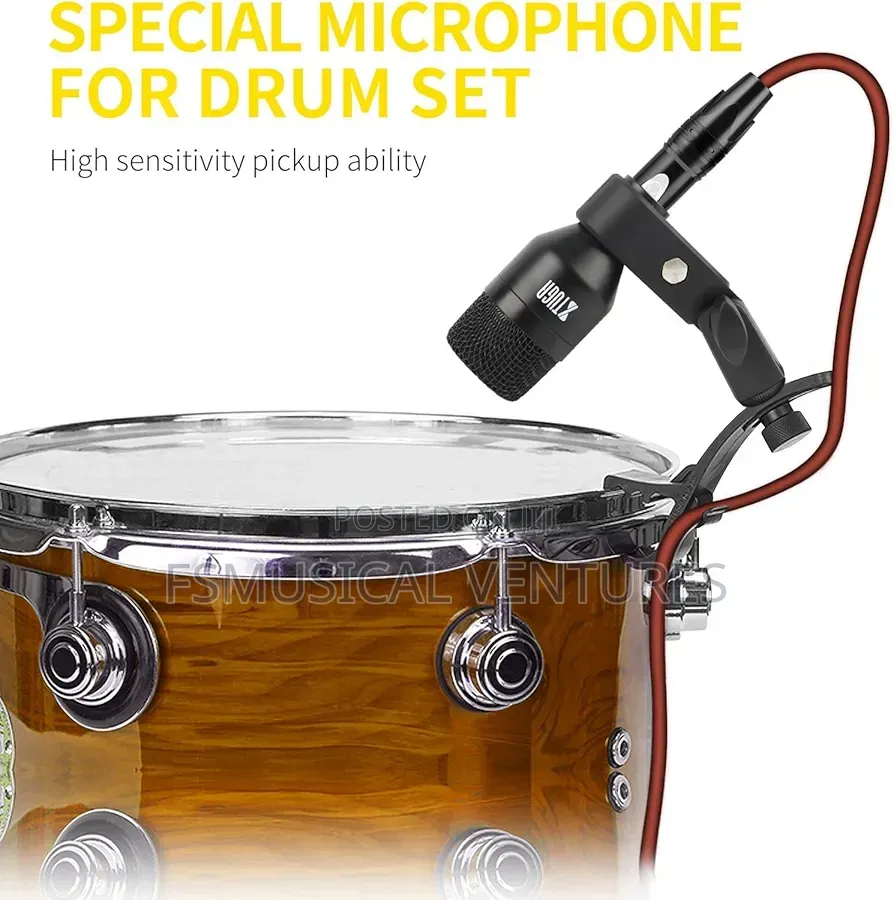 Xtuga Di7 7-Piece Drum Microphone Kit – No XLR Cable Needed for Stage