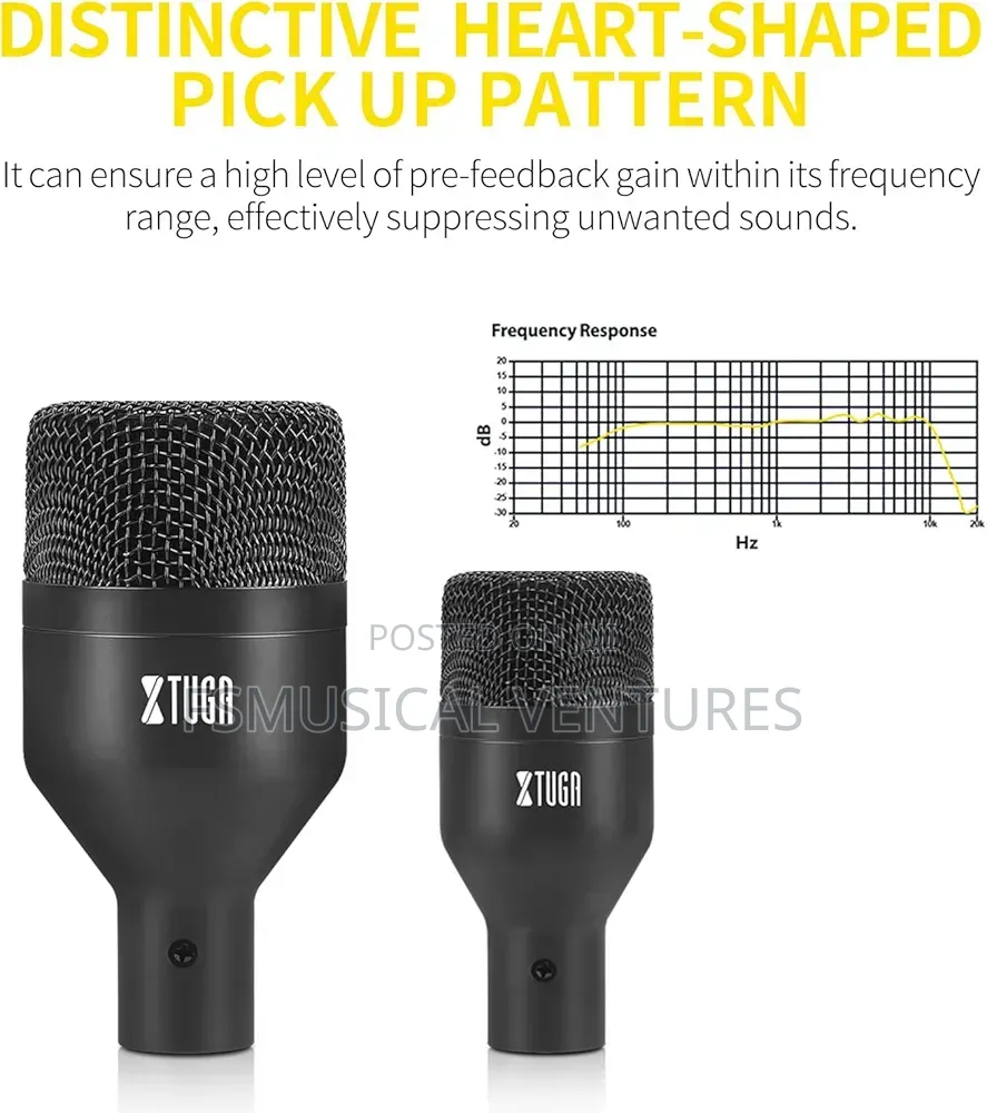 Xtuga Di7 7-Piece Drum Microphone Kit – No XLR Cable Needed for Stage