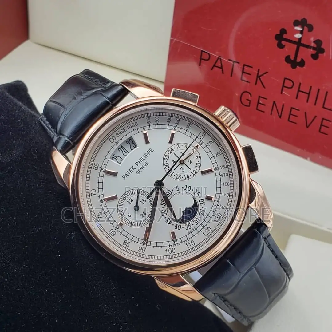 Patek Philippe Quality Luxury Men Genuine Leather Wristwatch