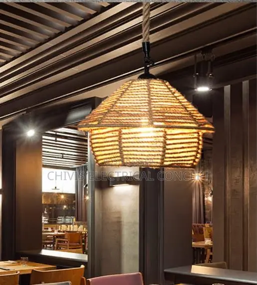 Hand Weave Hemp Rope Pendant Light Indoor Modern Hanging Lamps