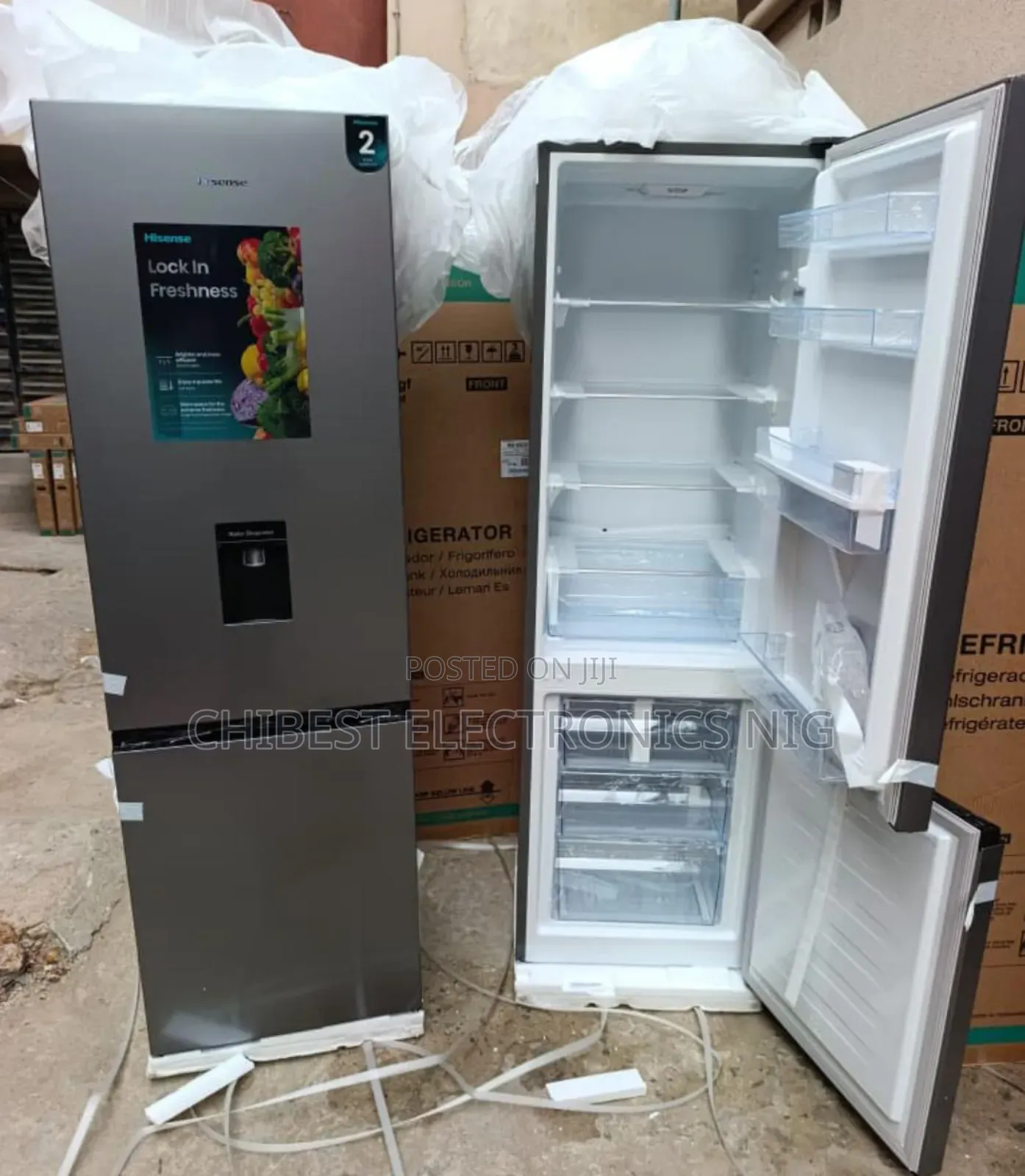 Original Hisense Bottom Freezer Up Fridge With Water Dispenser Etc.