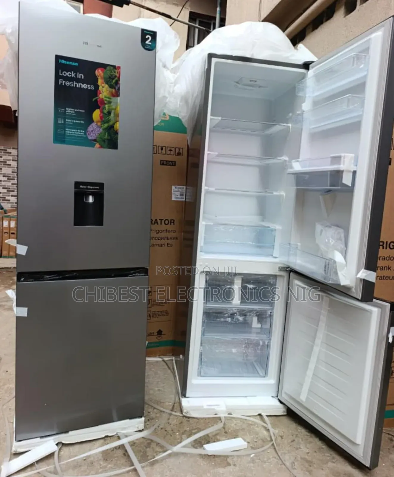 Original Hisense Bottom Freezer Up Fridge With Water Dispenser Etc.