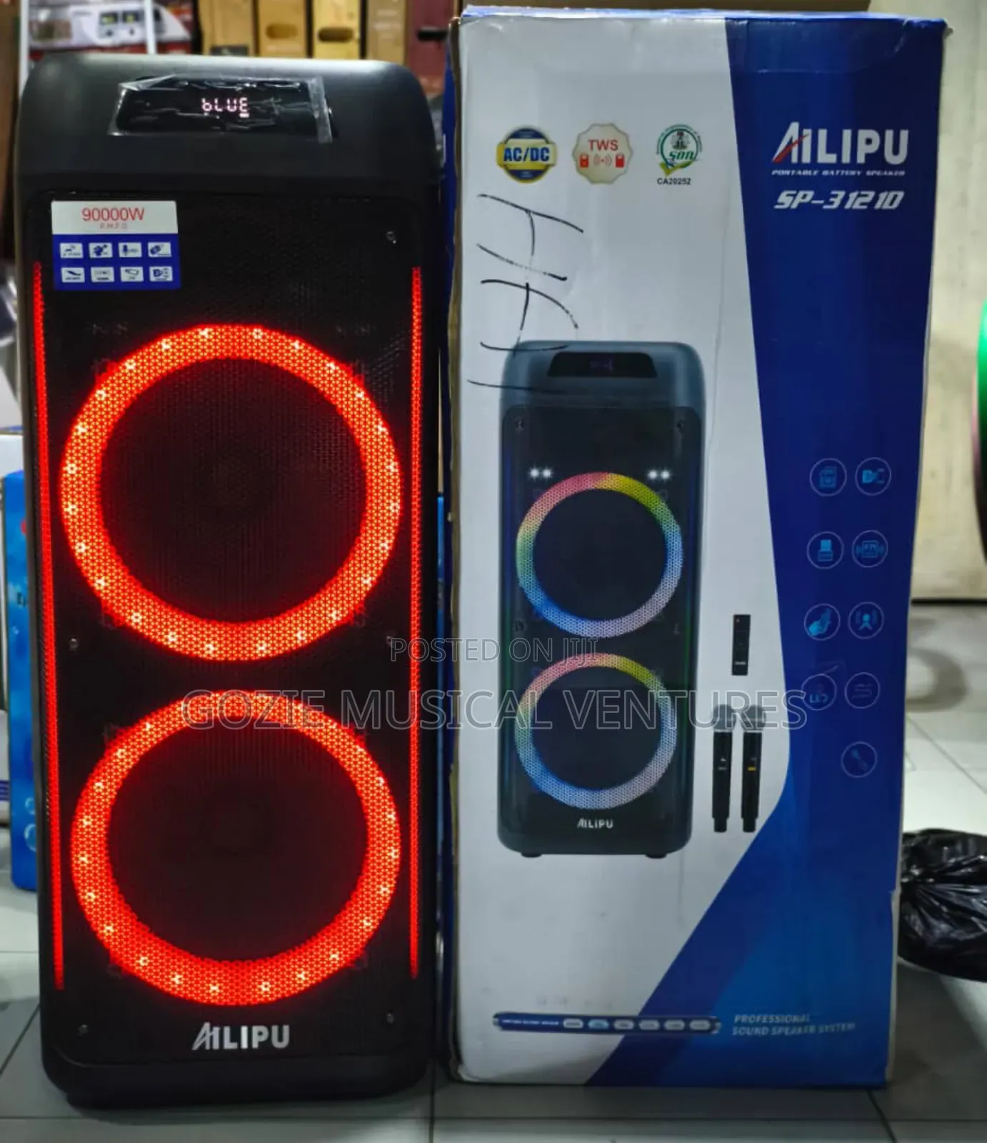 Complete 90000 Watts Alilpu Double Party Speaker With Two Wireless Mic