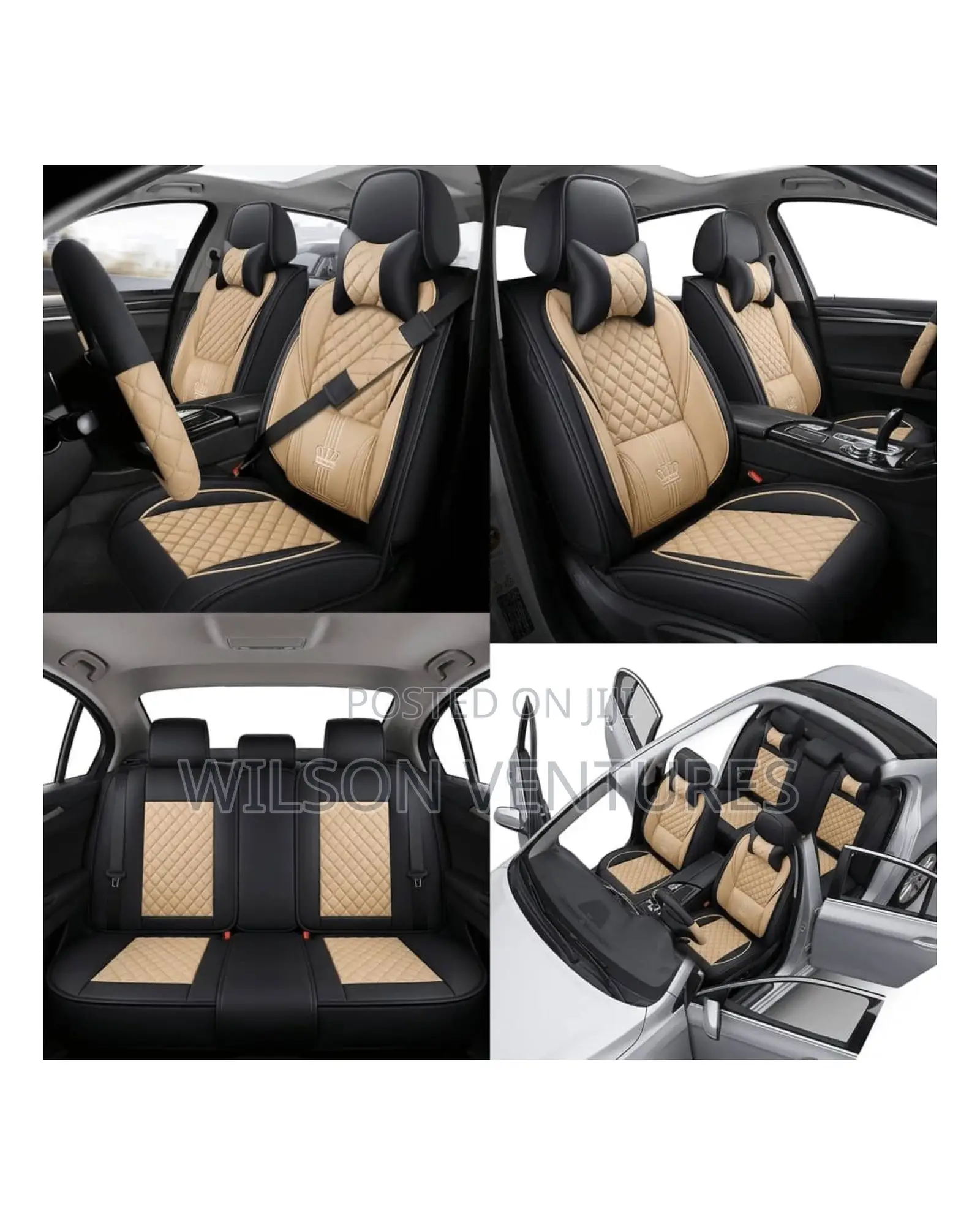 High Quality Car Seat Cover Beige and Black 5 Seater Car/Suv