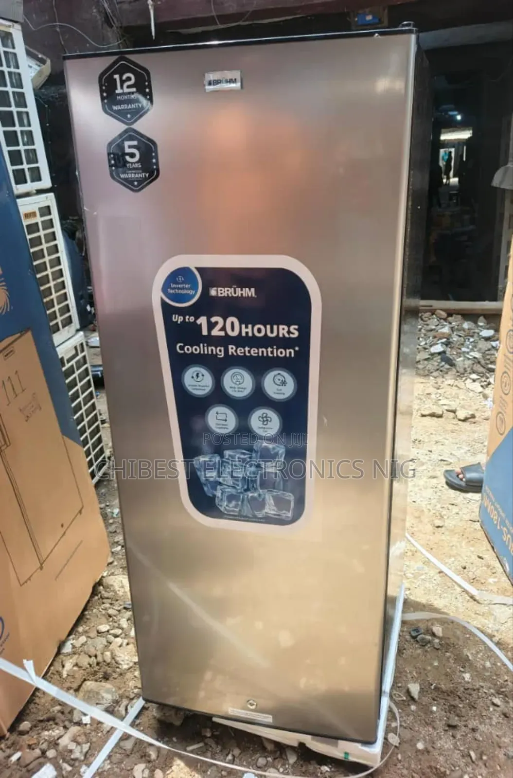 Original Bruhm Inverter Ice Maker Blocks Upright Freezer Silver Color
