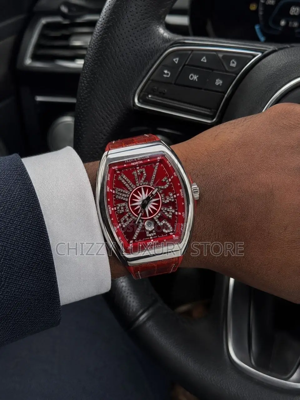 Franck Muller Quality Luxury Men Genuine Leather Wristwatch