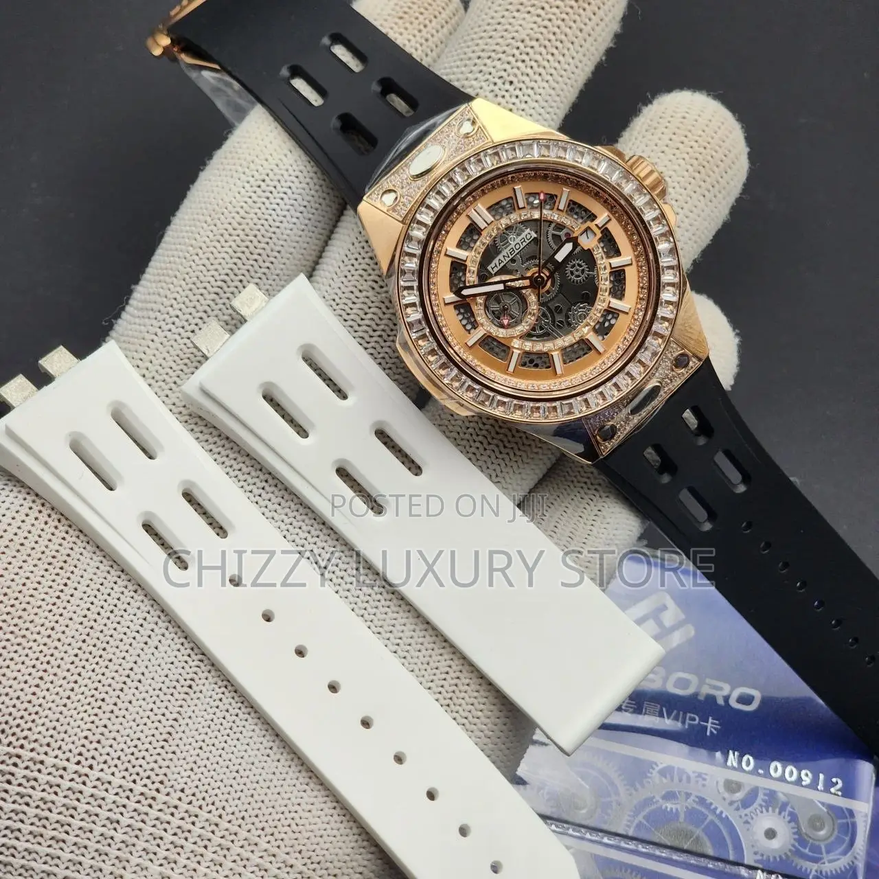 Hanboro Authentic Quality Luxury Men Iced Face Wristwatch