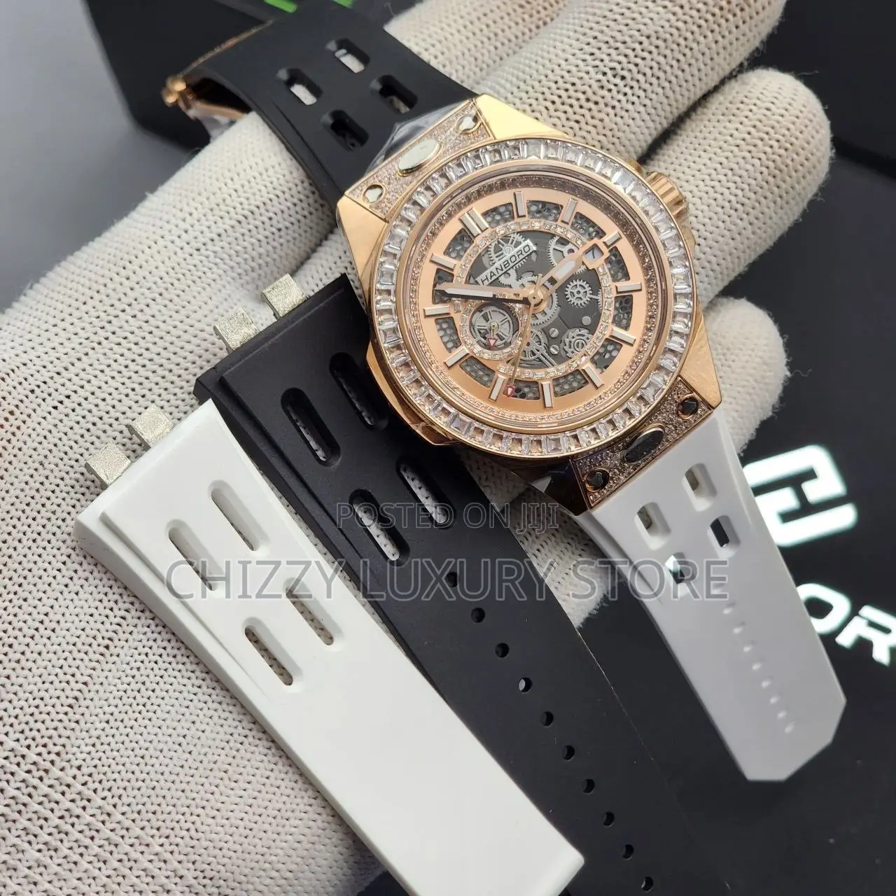 Hanboro Authentic Quality Luxury Men Iced Face Wristwatch