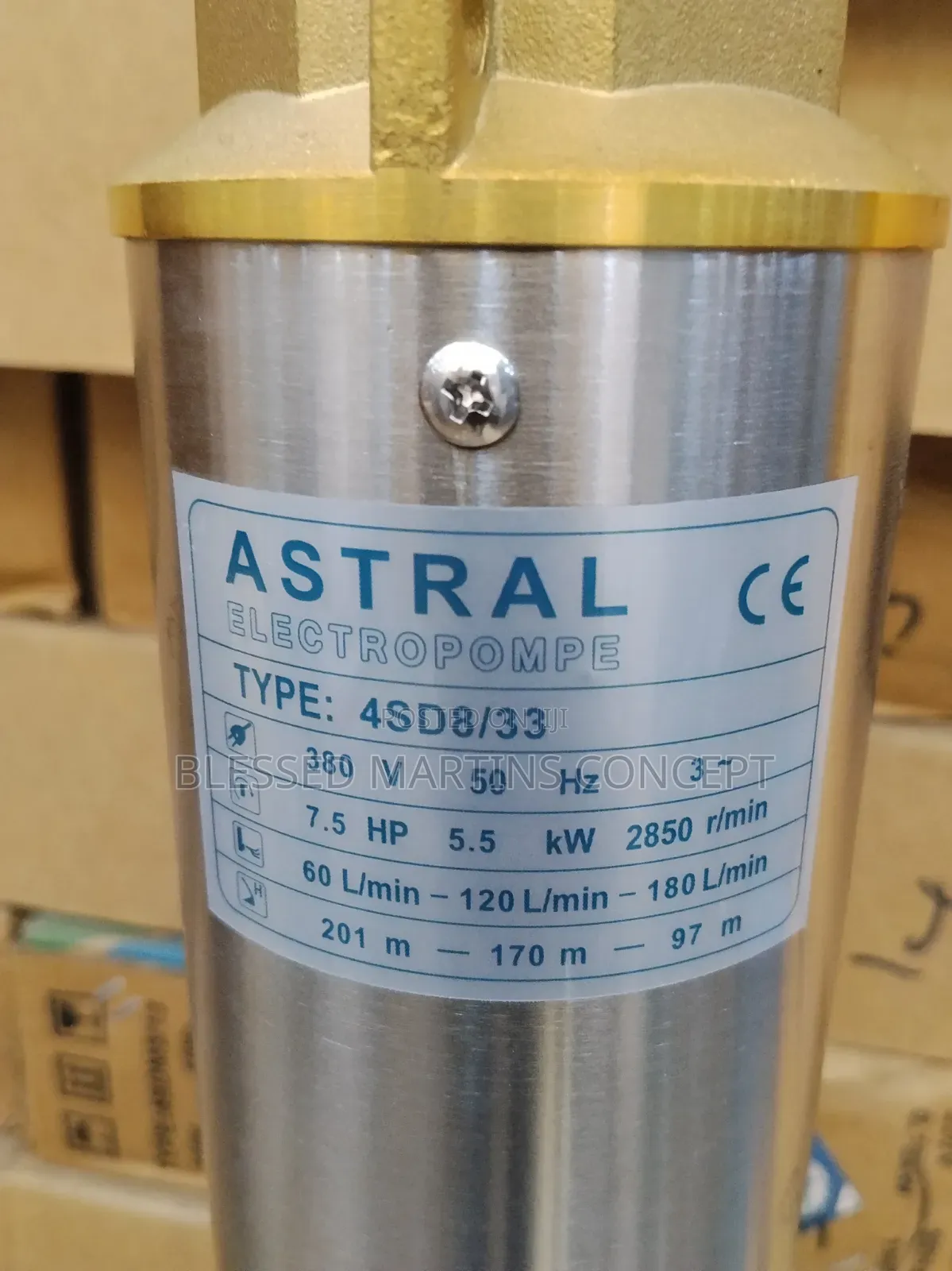 7.5hp Astral Submersible Pumping Machine. 100% Copper Coil