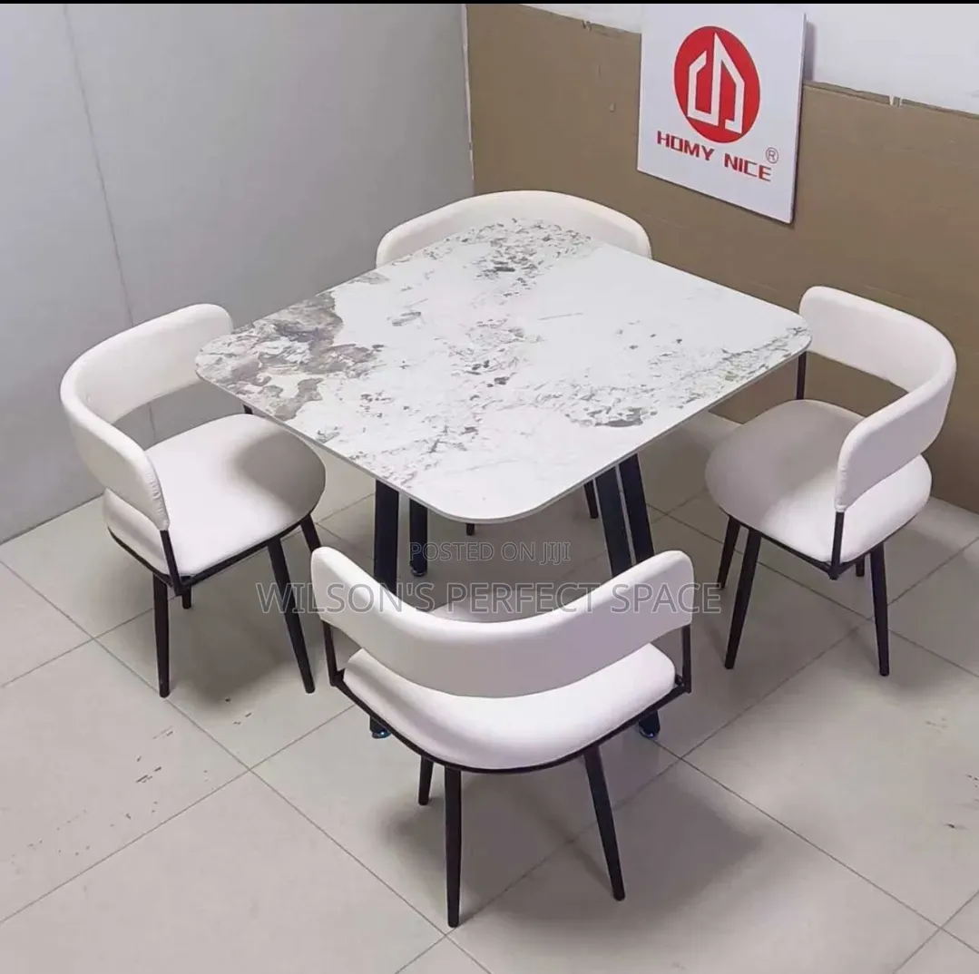 All White Marble Top Dinning / Restaurant Set