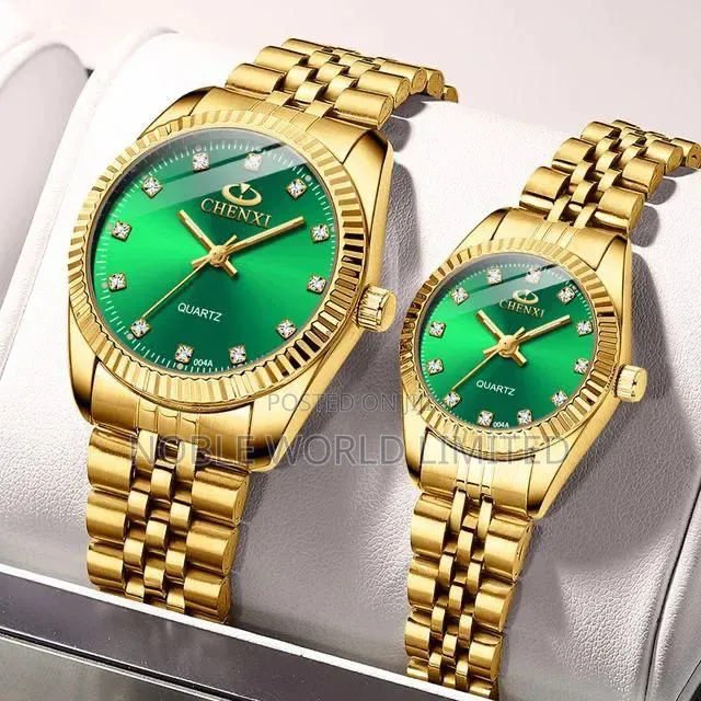 Chenxi Couples Gold Watch With Green Face Ogu 8j