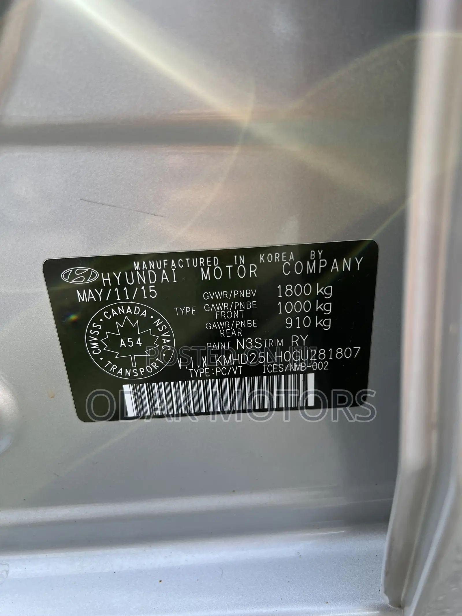 Hyundai Elantra SE 4dr Sedan (1.8L 4cyl 6M) 2015 Silver