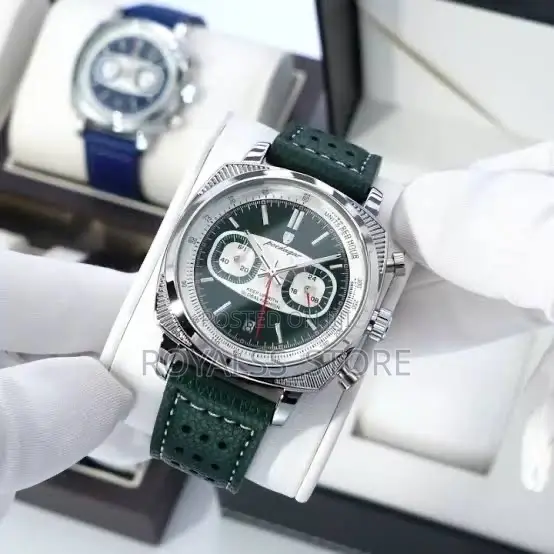 Poedagar Luxury Chronograph Men's Watch With Leather Strap