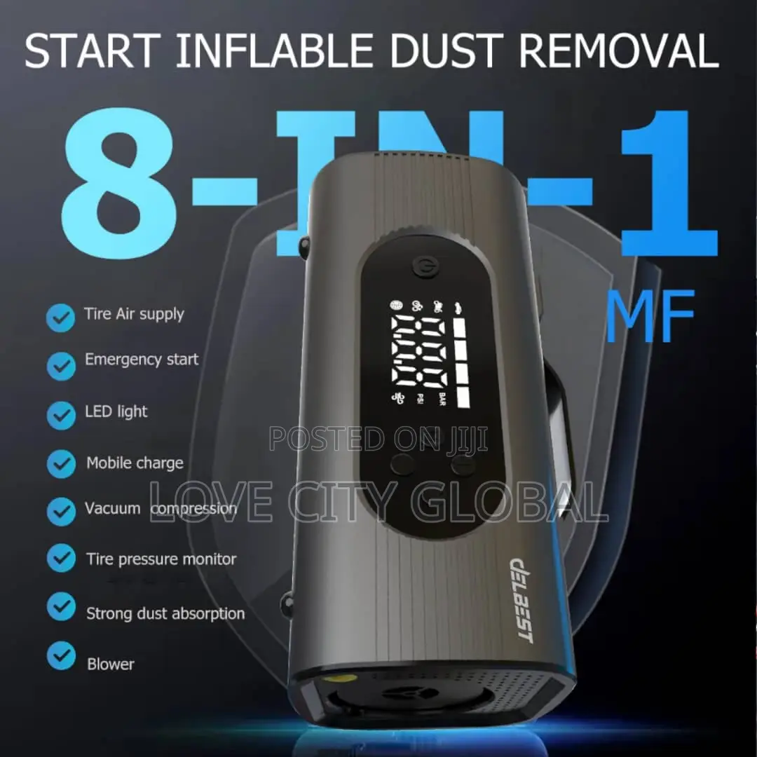8in1 Rechargeable Jump Starter + Tyre Inflator Led Light Emergency Kit