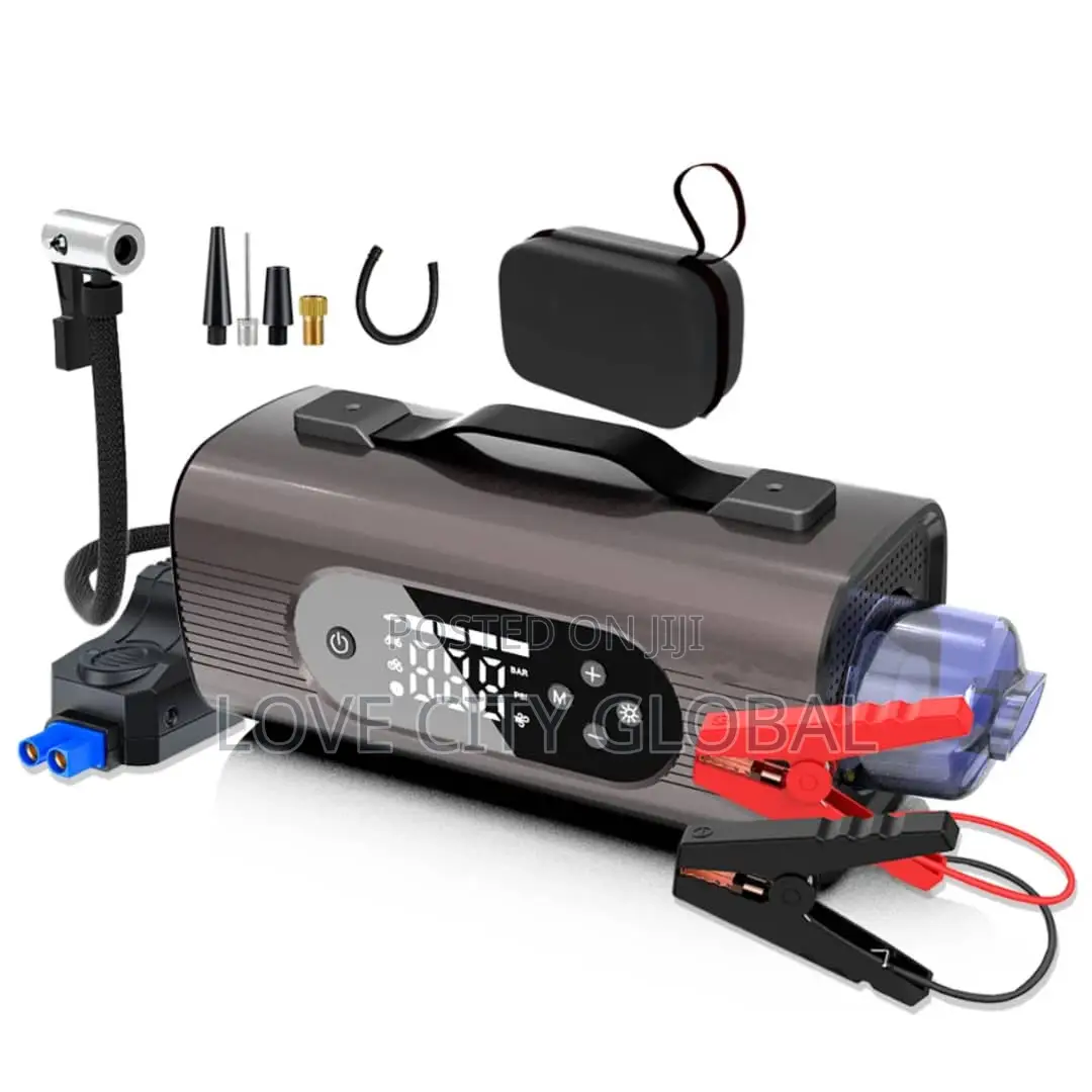 8in1 Rechargeable Jump Starter + Tyre Inflator Led Light Emergency Kit