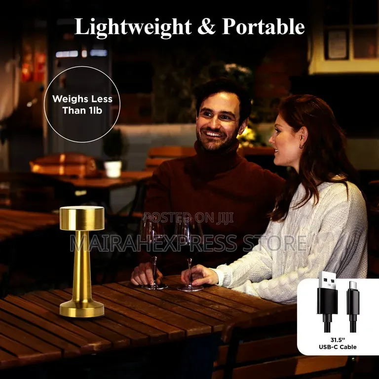 Modern Gold-Finished Rechargeable Led Touch Table Lamp Ts