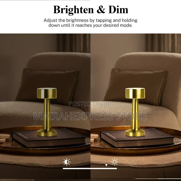 Modern Gold-Finished Rechargeable Led Touch Table Lamp Ts