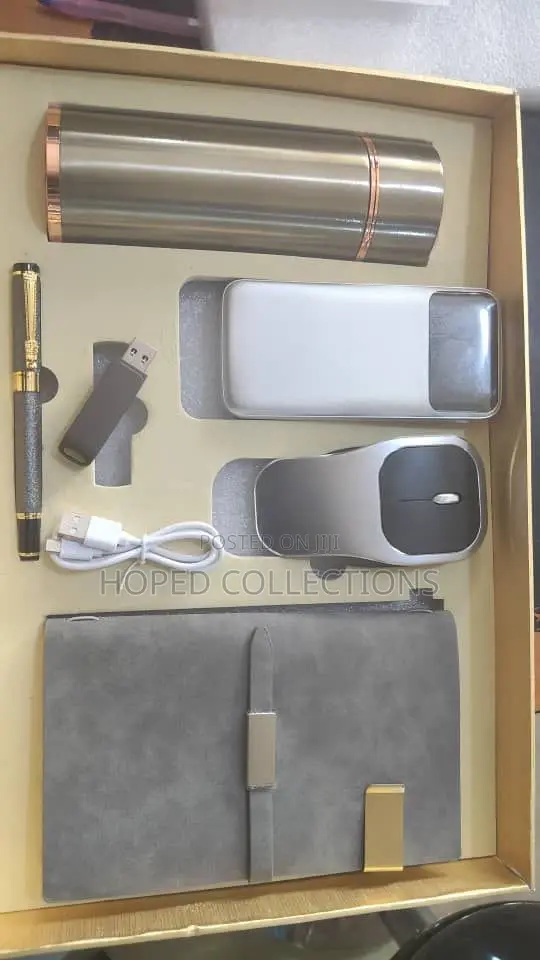 Flask, Powerbank, Dairy,Mouse, Pen and Flash Drive Gift Set.