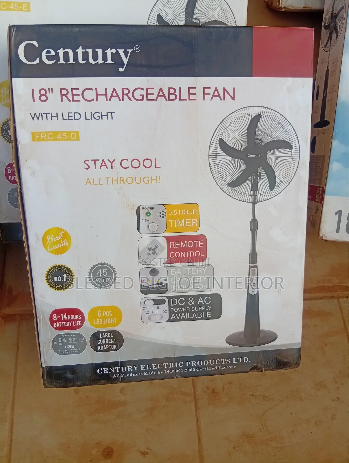Long Last Century 18 Inches Rechargeable Fan