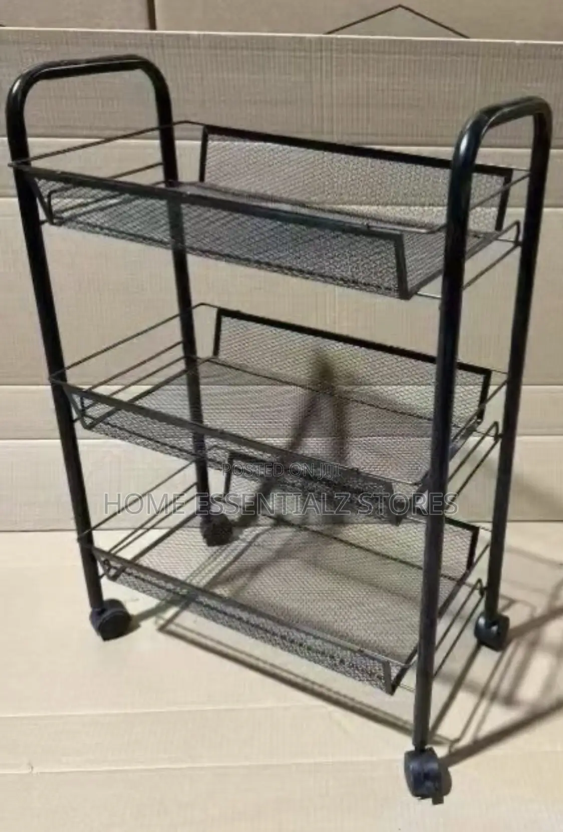 3-Tier Rolling Utility Storage Cart – Heavy Duty Mesh Storage Cart