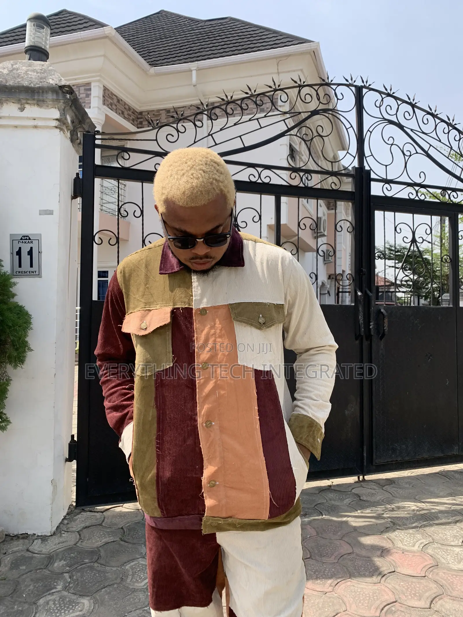 Multicolor Patchwork Corduroy Jacket With Pant