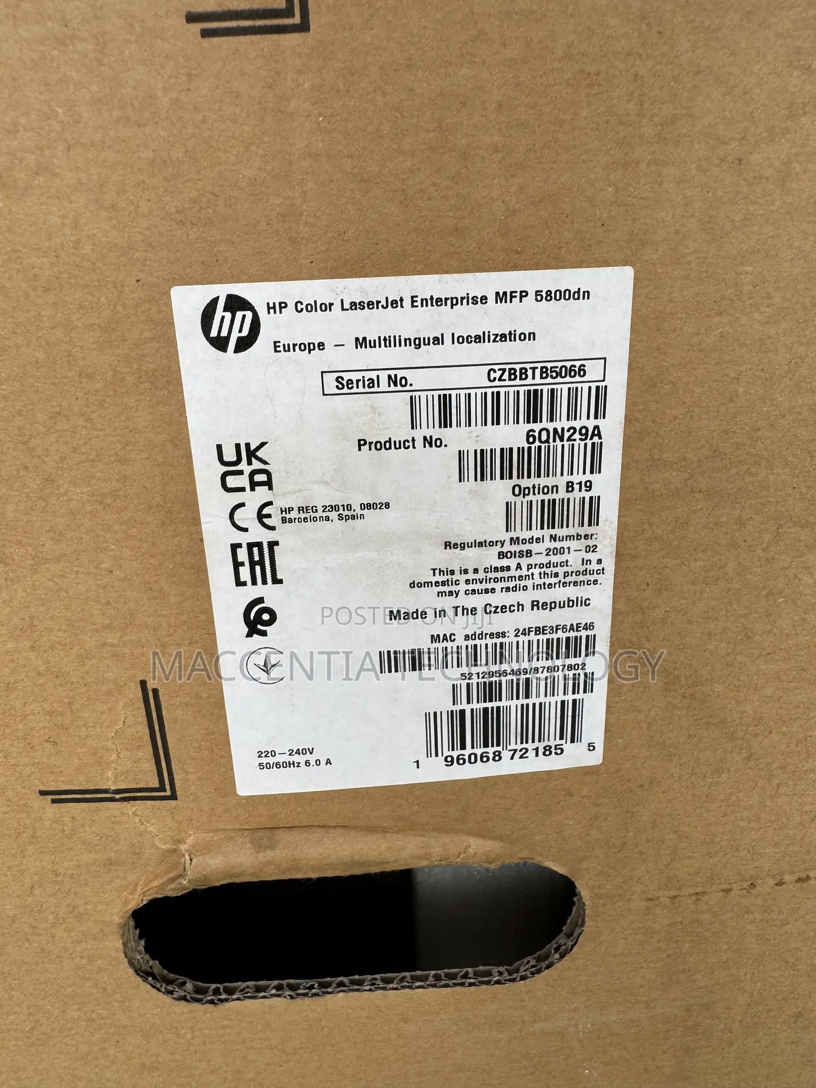 Hp Color Laserjet Enterprise MFP 5800dn 6qn29a