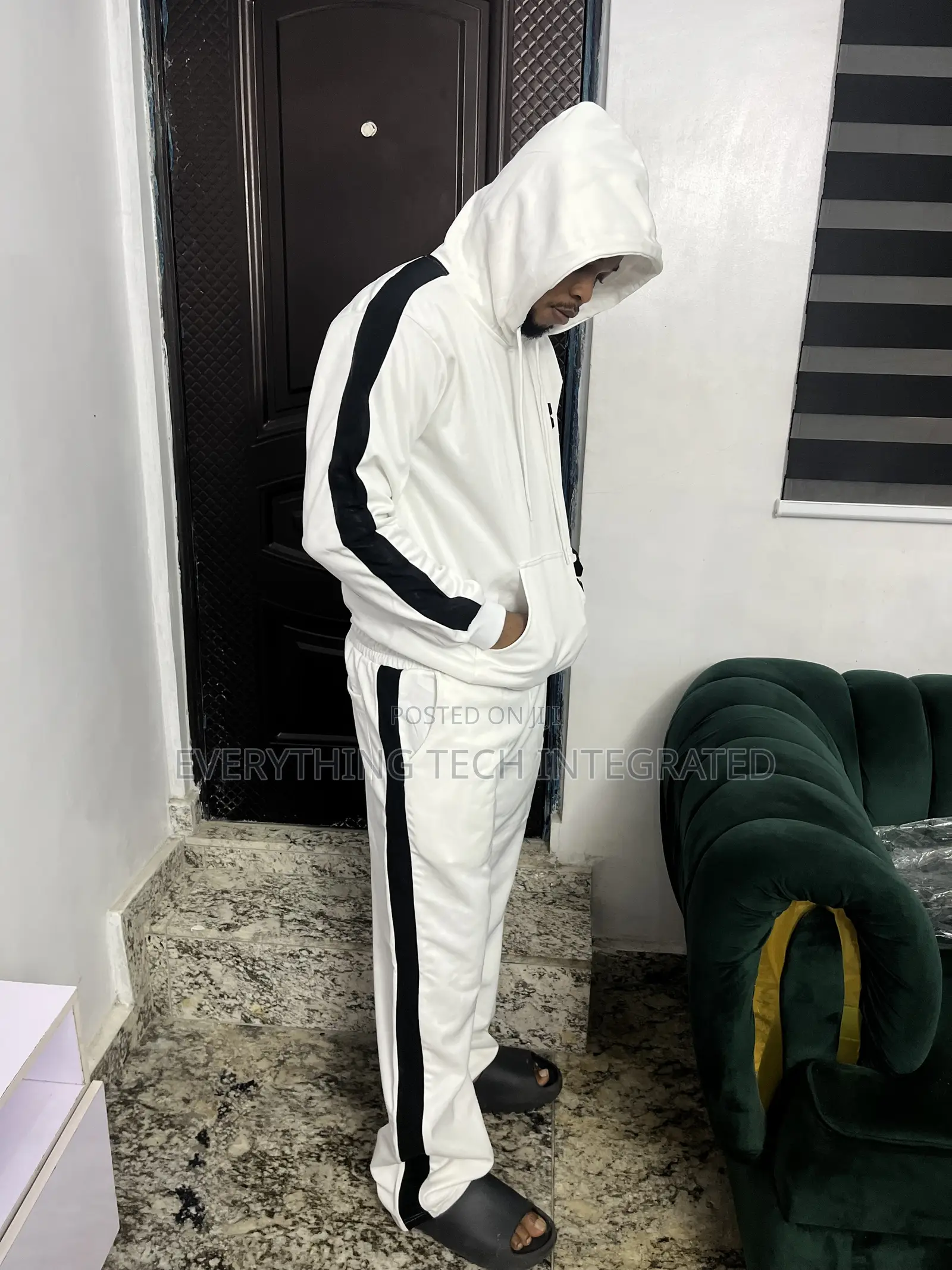 City King Stripes Down Hoodie With Joggers