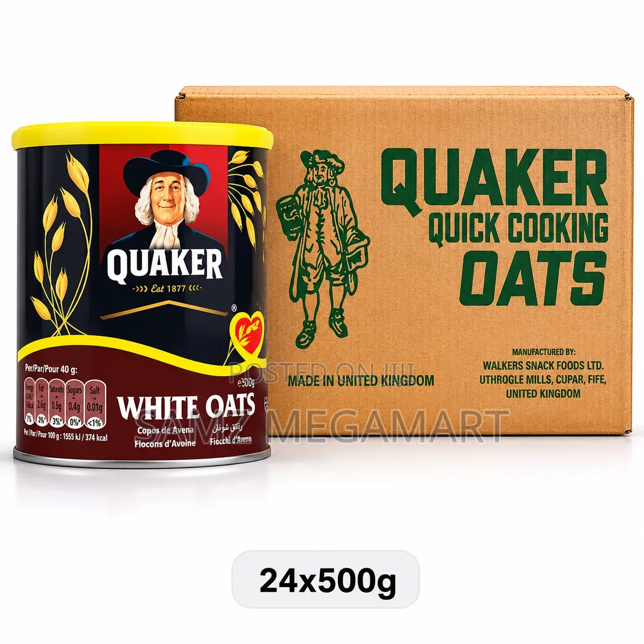 Quaker White Oats 24x500g