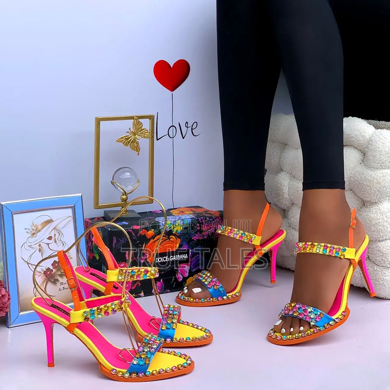 Cute Multicolor Open-Toe- Heels Sandals #Em