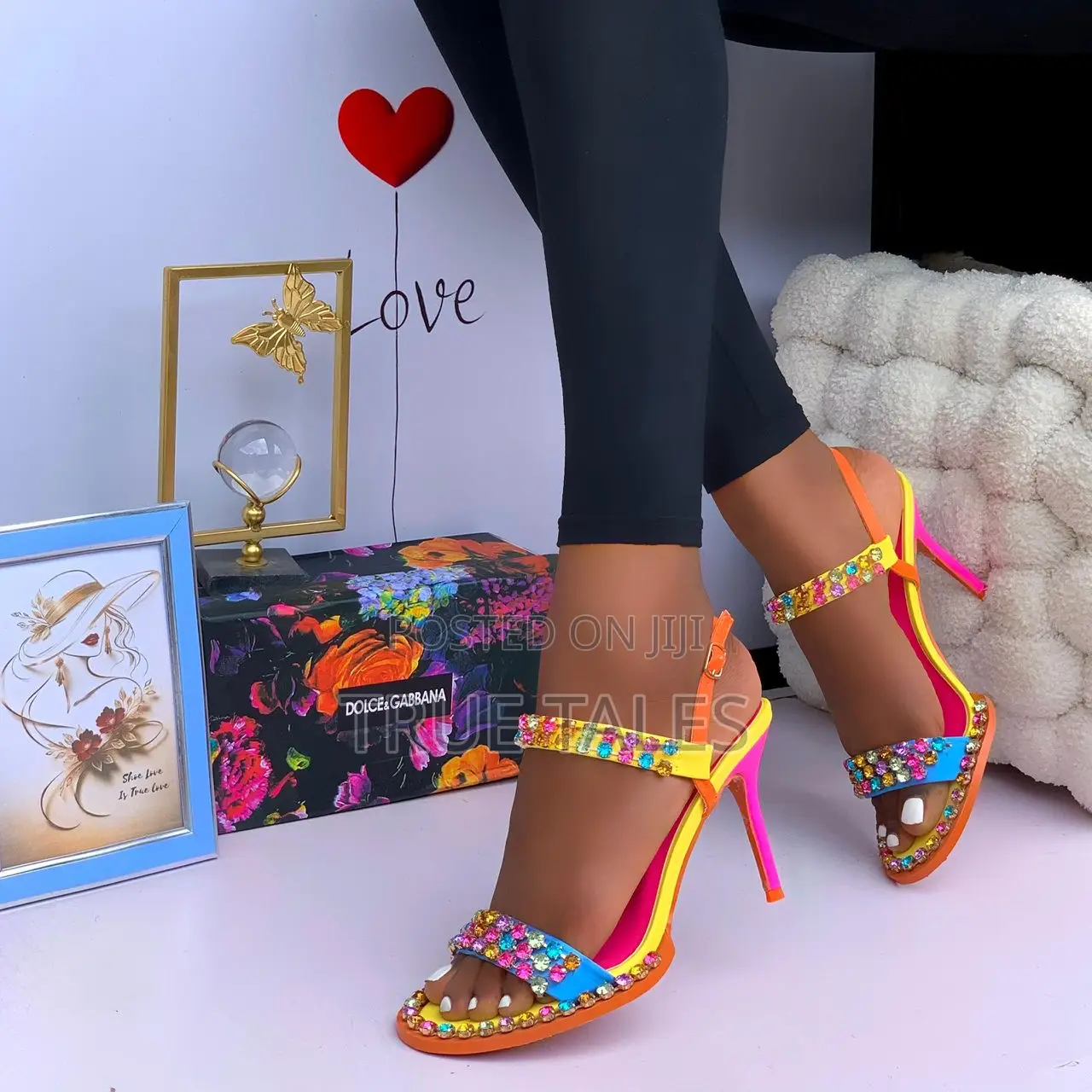 Cute Multicolor Open-Toe- Heels Sandals #Em