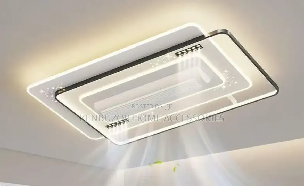 Smart Voice Bladelesss Ceiling Fan With Remote Control Led Chandelier