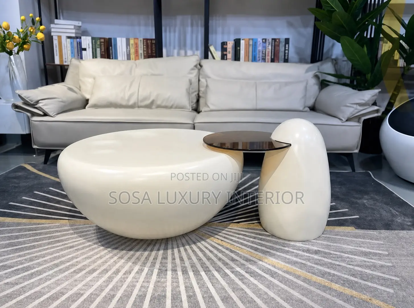 Premium Luxury Modern White Sculptural Centre Table Set