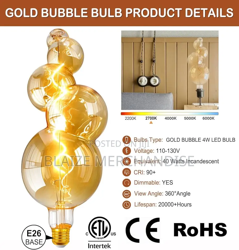 Dimmable E27 40 Watt Vintage Decorative Led Bulbs Chandelier Pendant