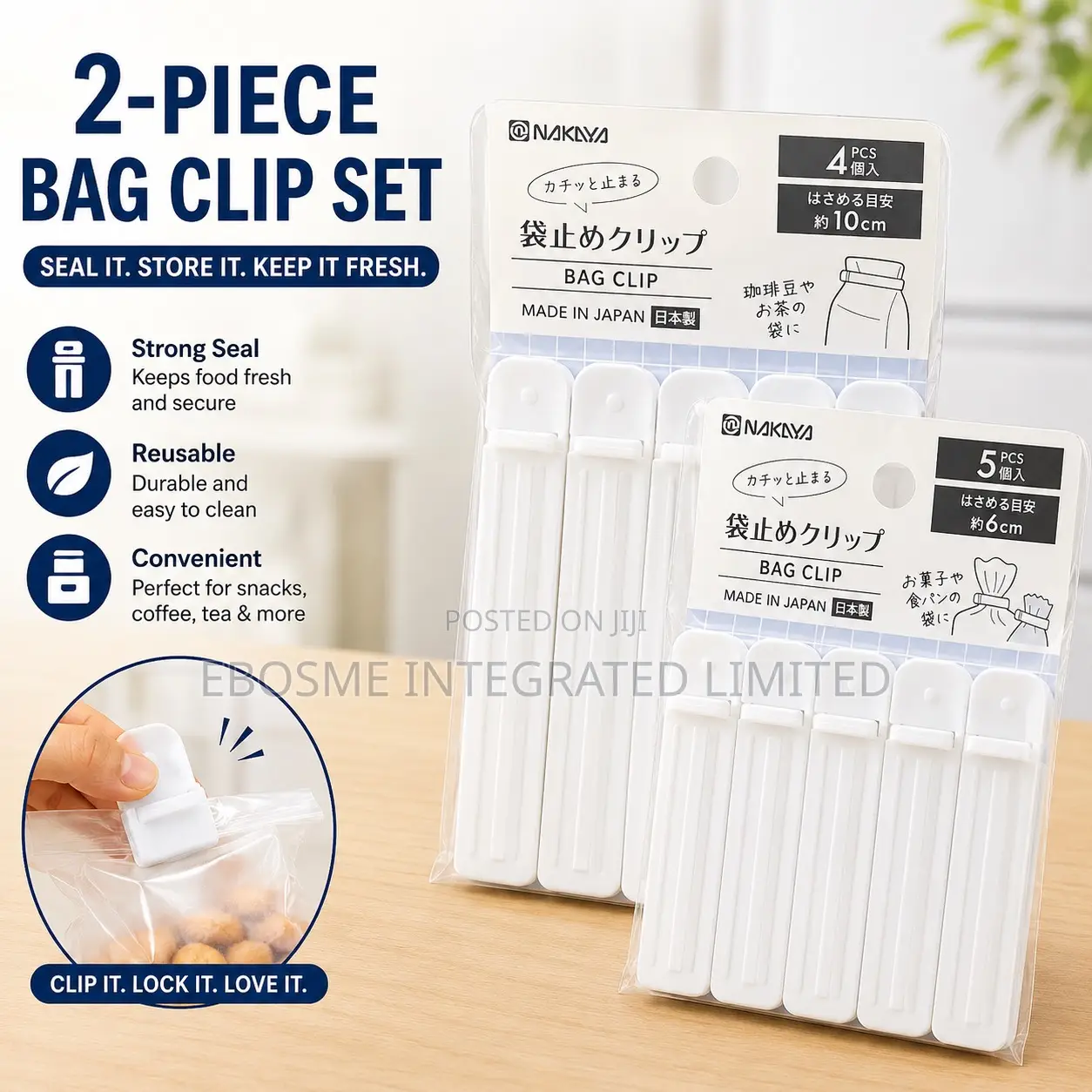 2-Piece Bag Clip Set – Food Storage Sealing Clips