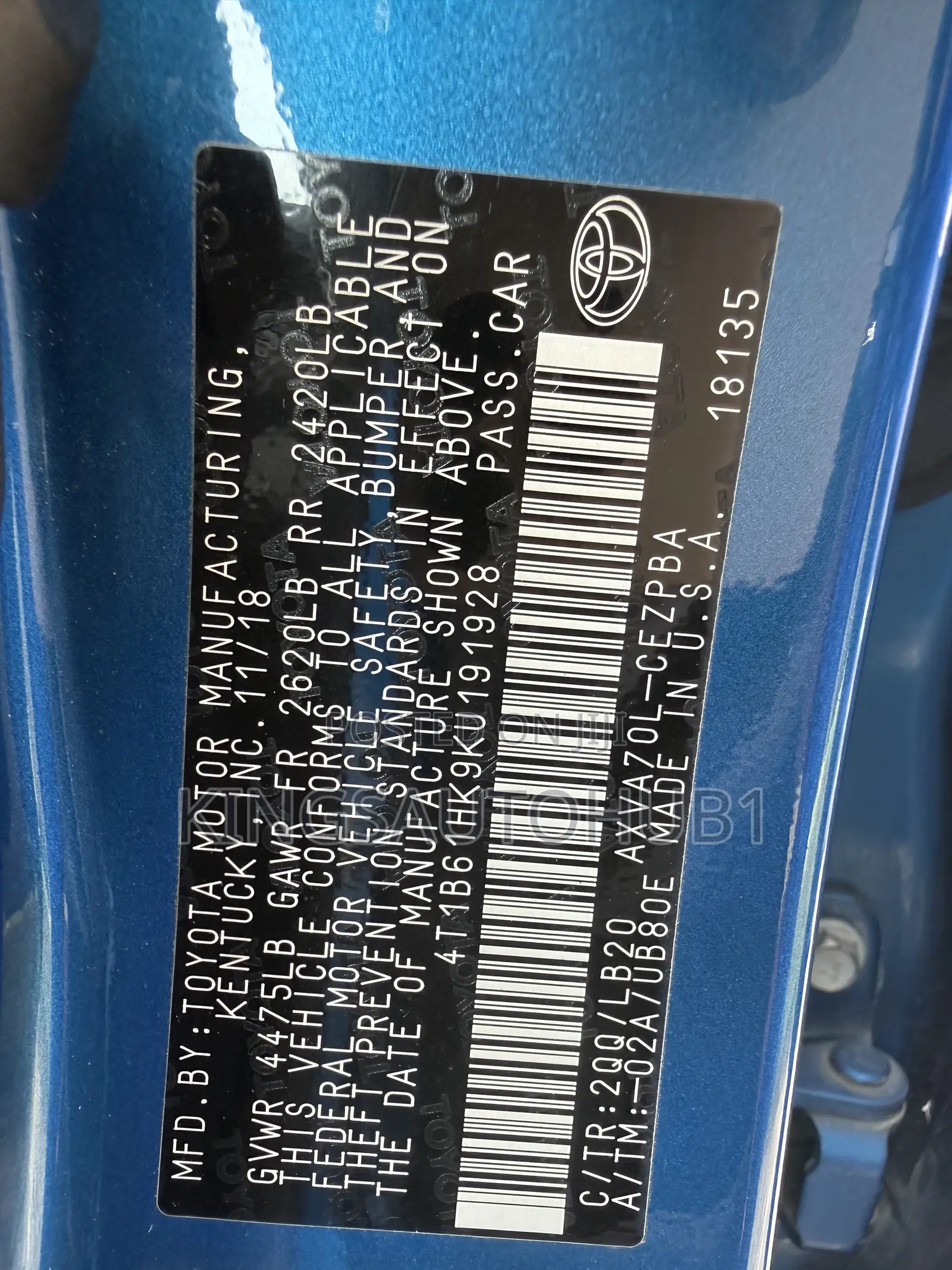 Toyota Camry XSE (2.5L 4cyl 8A) 2019 Blue