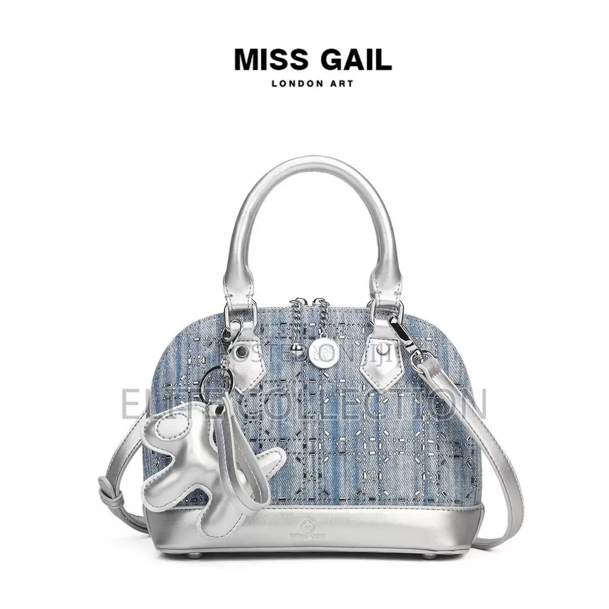 Rhinestone Denim Miss Gail Bag Bag Charm Accessories