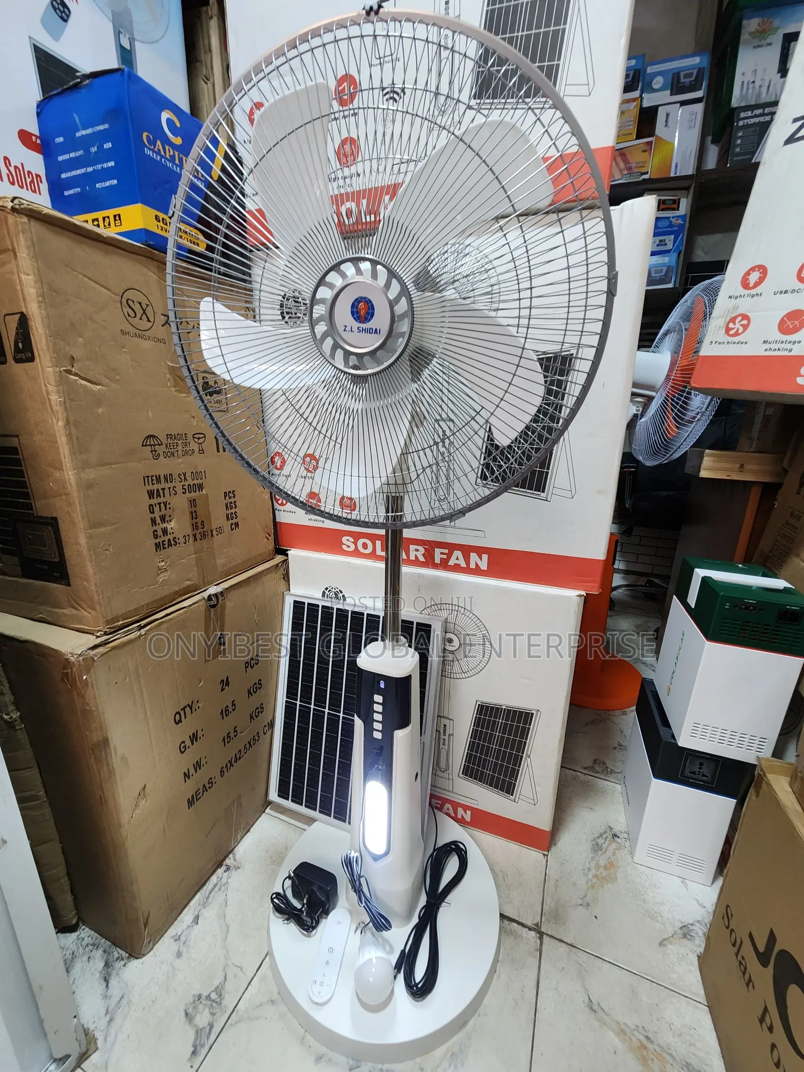 16inches ZDL Shadia Solar Rechargeable Fan Comes With Panel and Bulb