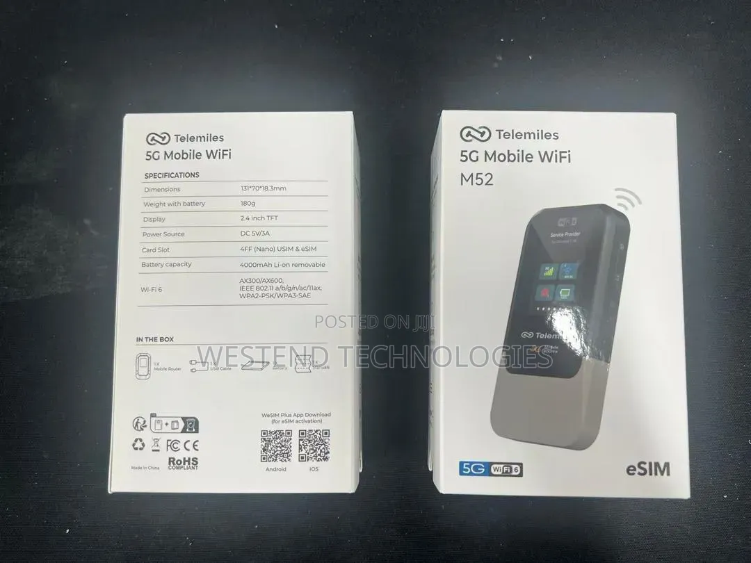 Telemiles M52 5g Portable Mifi Hotspot Premium Pocket Wi-Fi Device